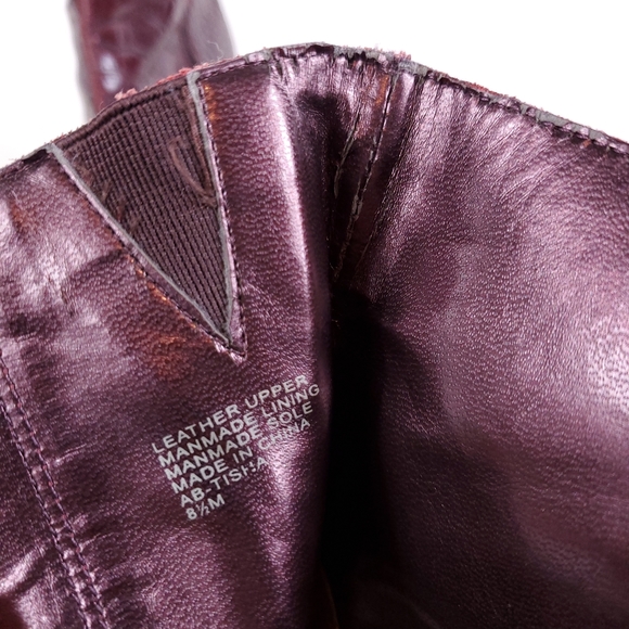 Audrey Brooke Burgundy/Wine Heeled Faux Alligator Boots - Picture 8 of 8